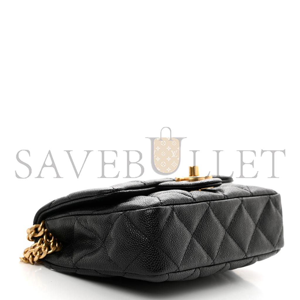 Ch*el caviar quilted mini sweetheart rectangular flap black (19*12*8cm)